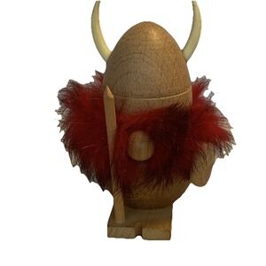 Vintage Danish Teakwood Viking Figurine Mid-Century